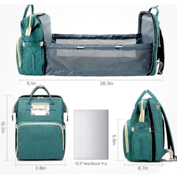 Hot Best Backpack Diaper bag Convertible Changing Pad Black Grey - Picture 7 of 7